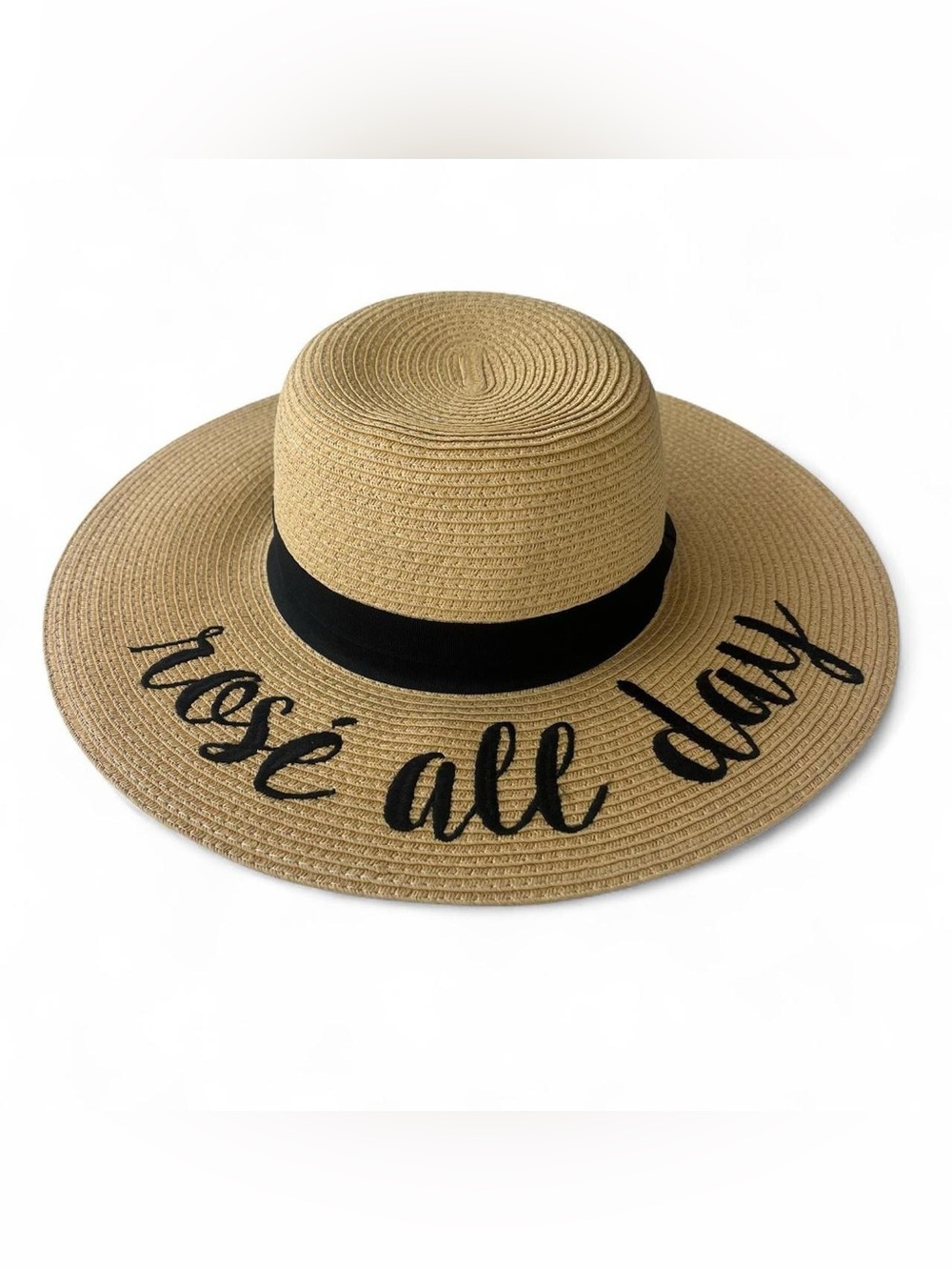 C.C “Rosé All Day” Straw Sun Hat Wide Brim Beach Vacation Hat